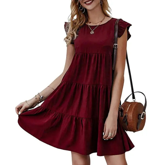 Womens Flowy Dress with Cap Sleeves - Andrew & Wendy