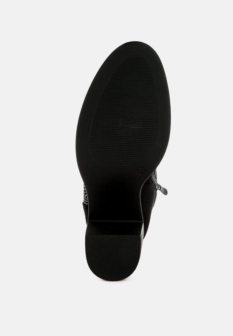 Chinar Rhinestone Studded Slouchy Ankle Boots-1