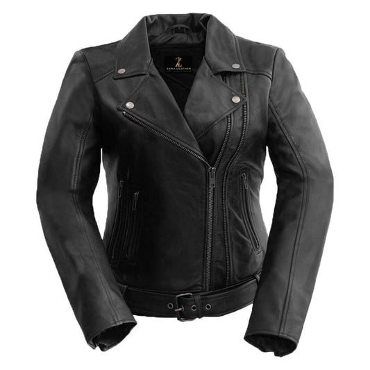 Classic - Women's Leather Jacket Orange Pontus