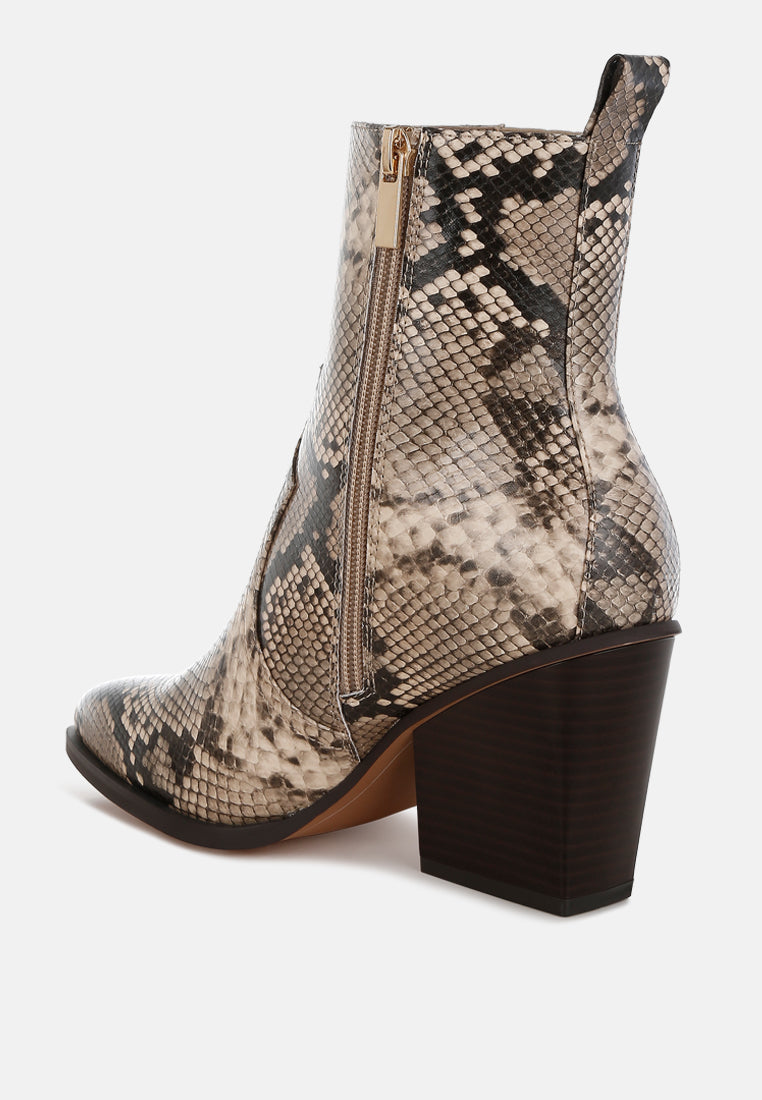 Cornus Snake Print Ankle Boots-2
