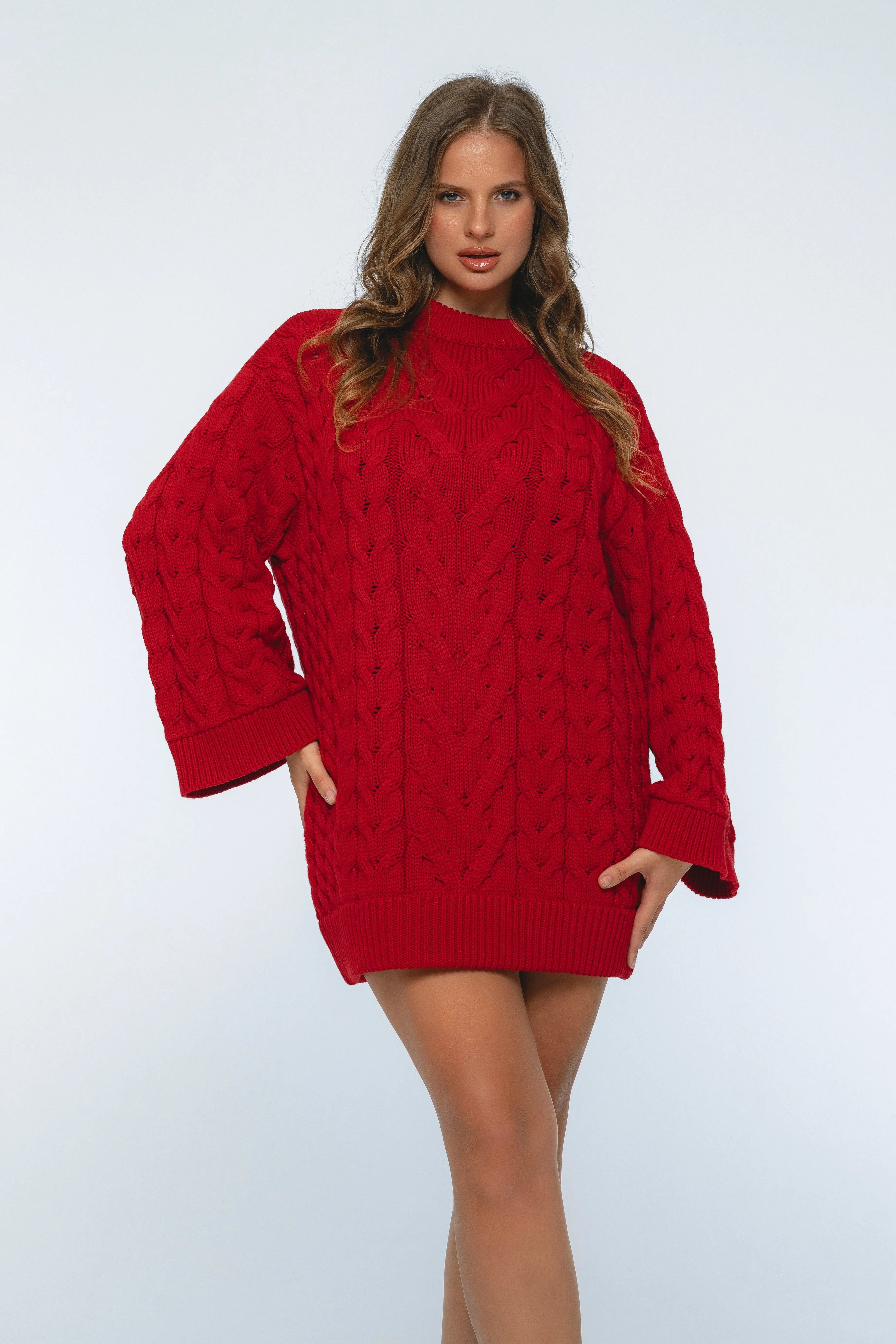 Cozy Cable-Knit Sweater Dress ELF