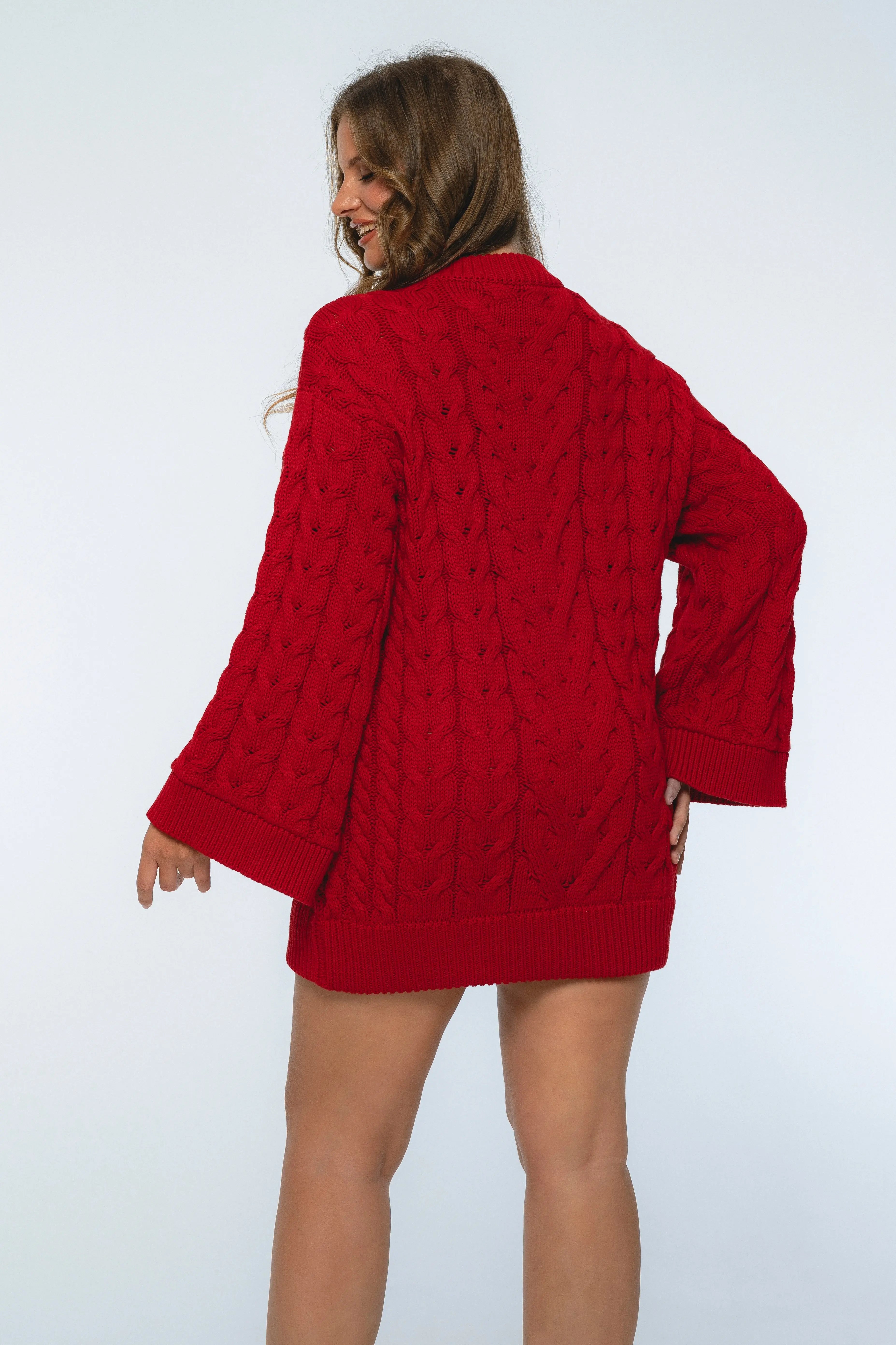 Cozy Cable-Knit Sweater Dress ELF