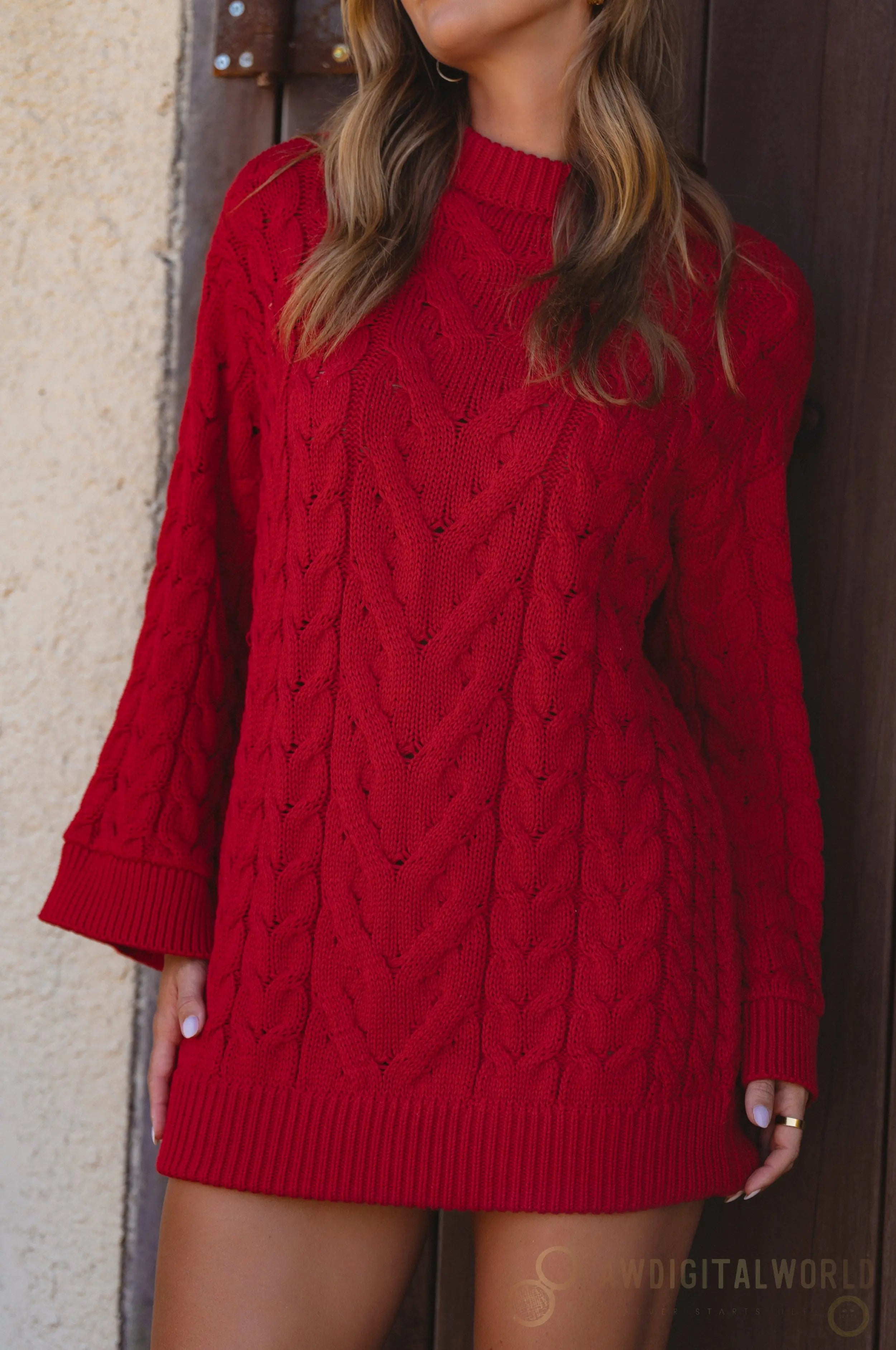 Cozy Cable-Knit Sweater Dress ELF