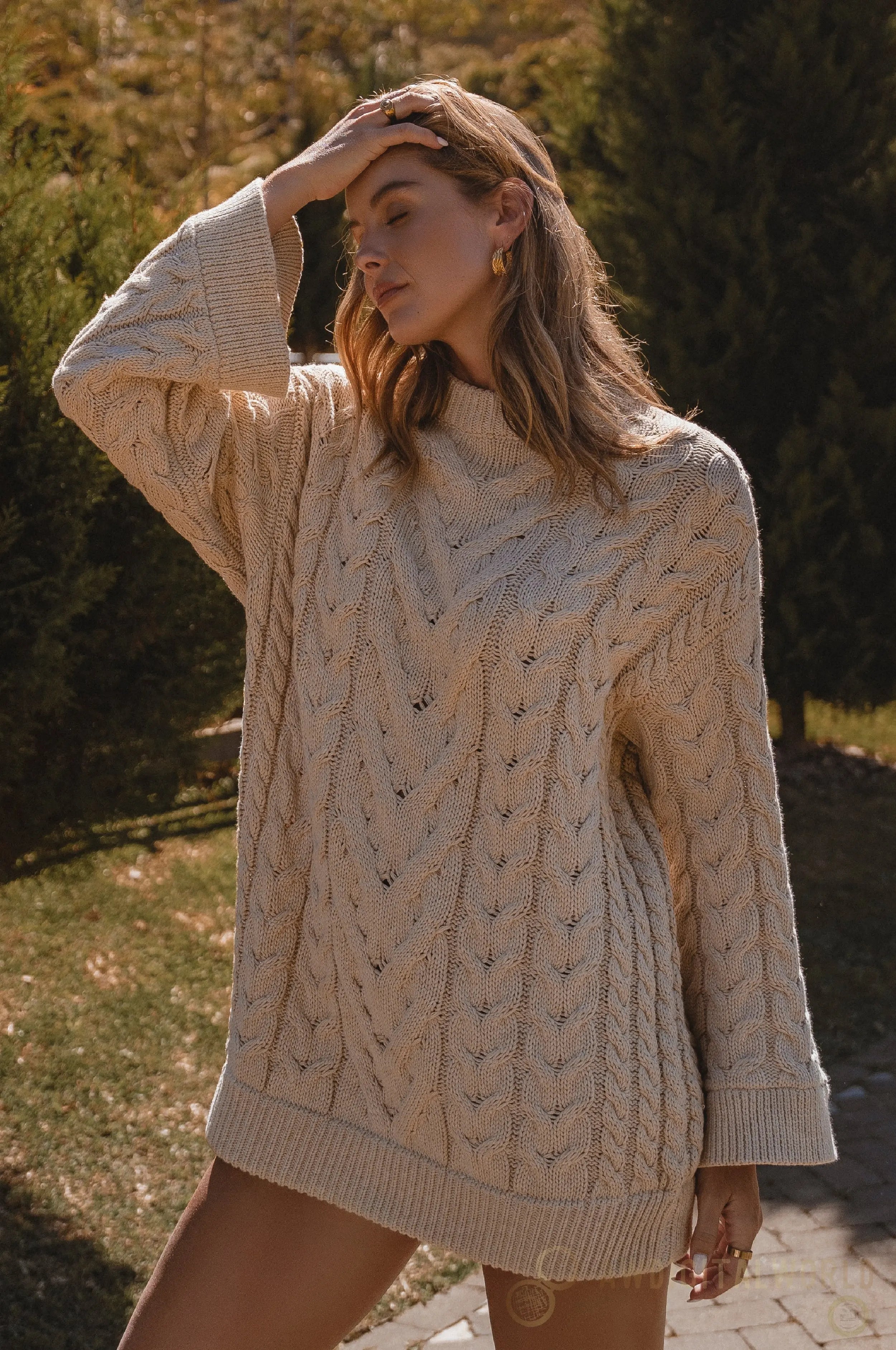 Cozy Cable-Knit Sweater Dress ELF