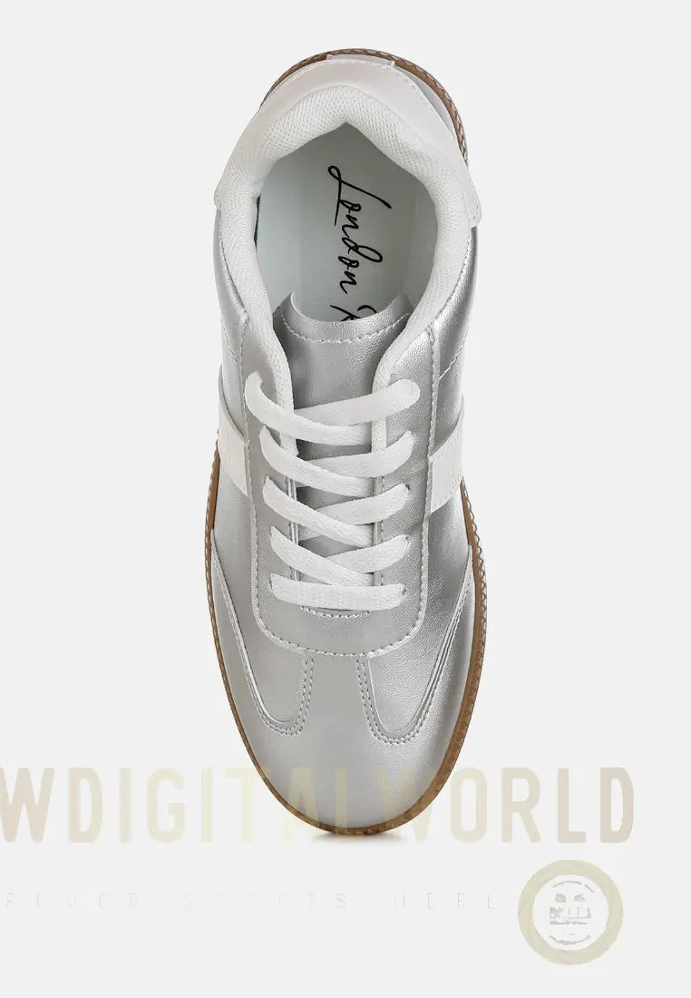 Crossover Lace-Up Metallic Sneaker London Rag