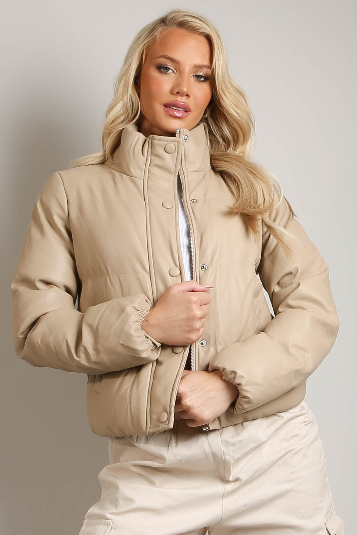 PU Boxy Puffer Jacket Rose Eleusis