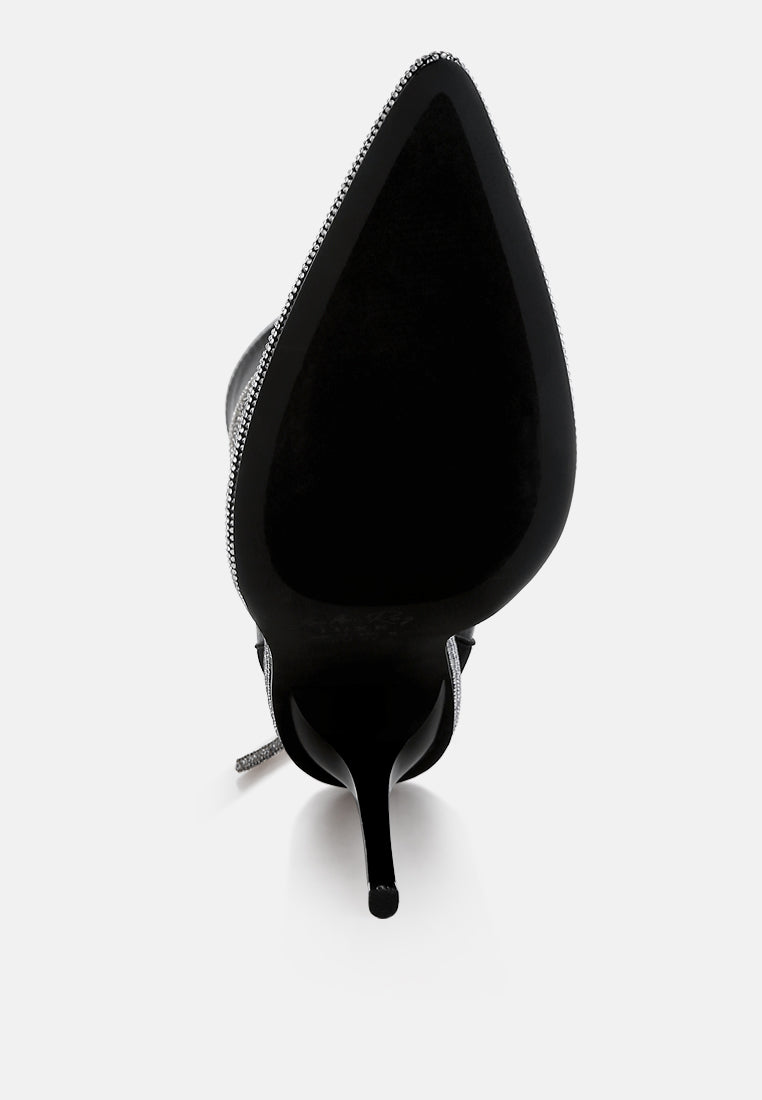 Dacia Rhinestones Strap Satin Calf Boots-1