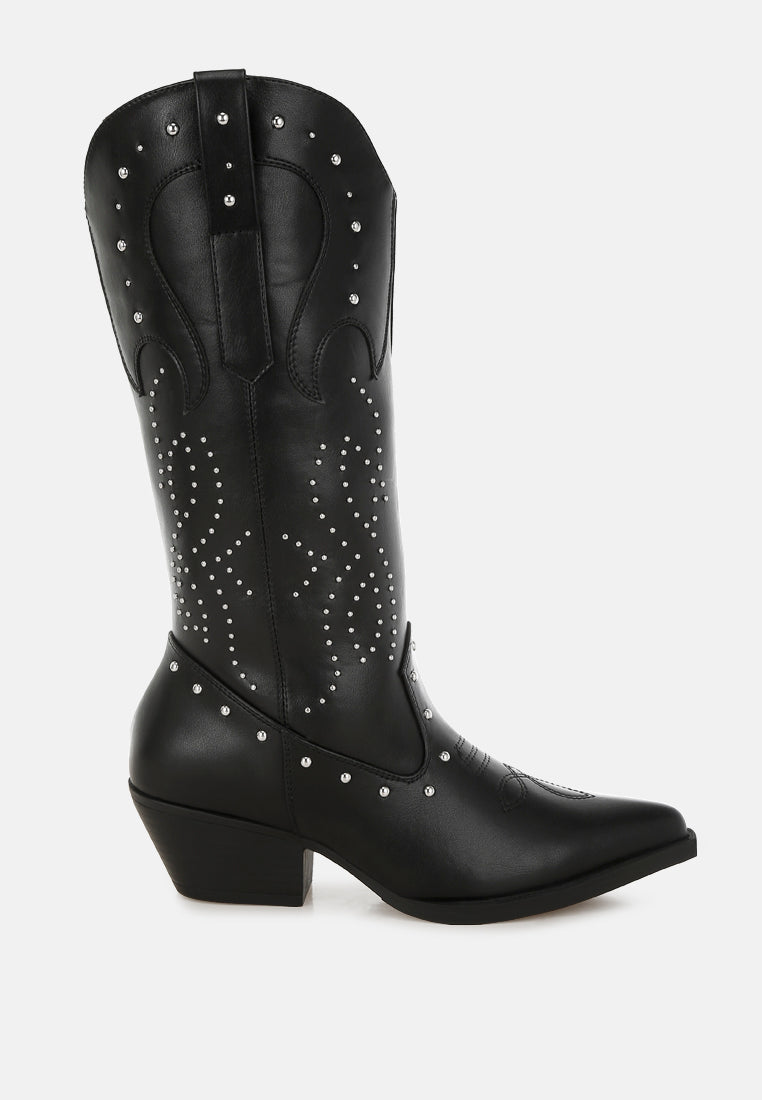 Dockery Studs Embellished Cowboy Boots London Rag