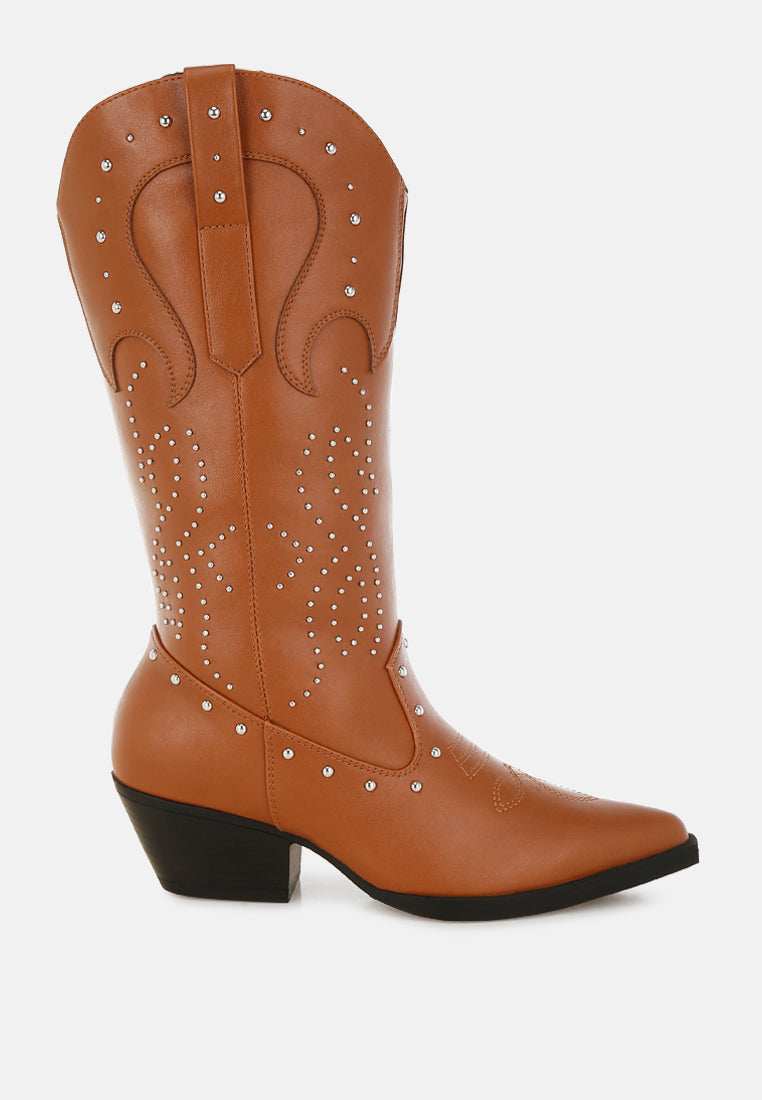 Dockery Studs Embellished Cowboy Boots London Rag