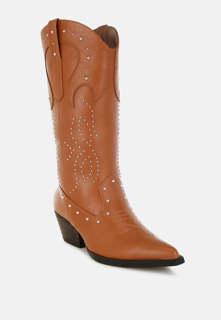 Dockery Studs Embellished Cowboy Boots London Rag