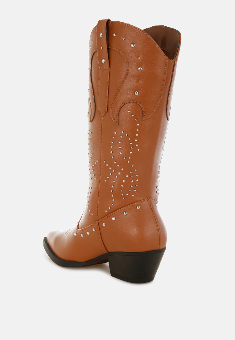 Dockery Studs Embellished Cowboy Boots London Rag