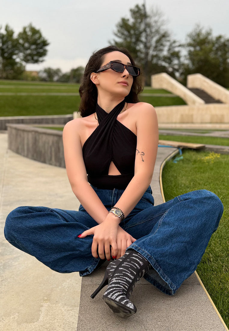 Toget Satin Rhinestone Ankle Party Boots-3