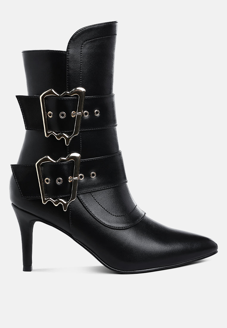 Ebera Chunky Buckle Strap Ankle Boots-5