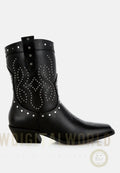 Equine Studded Embroidery Cowboy Boots London Rag