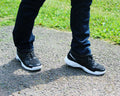 Men's High Arch Firm Support All-In-One Black Walking Shoes, Comfort & Performance Style Fear0