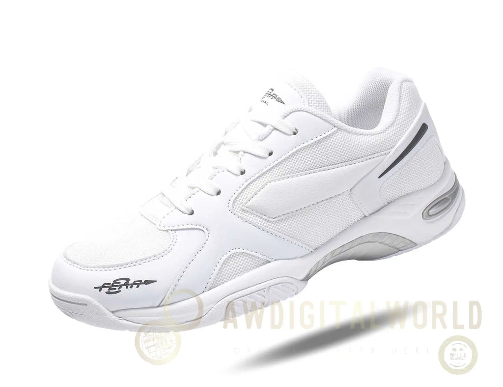 Men's High Arch Firm Support All-In-One White Walking Shoes, Comfort & Performance Style Fear0