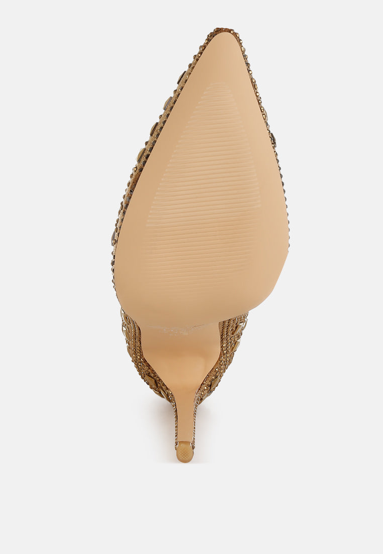 Frostin Pointed Toe Rhinestones Stiletto Boots London Rag