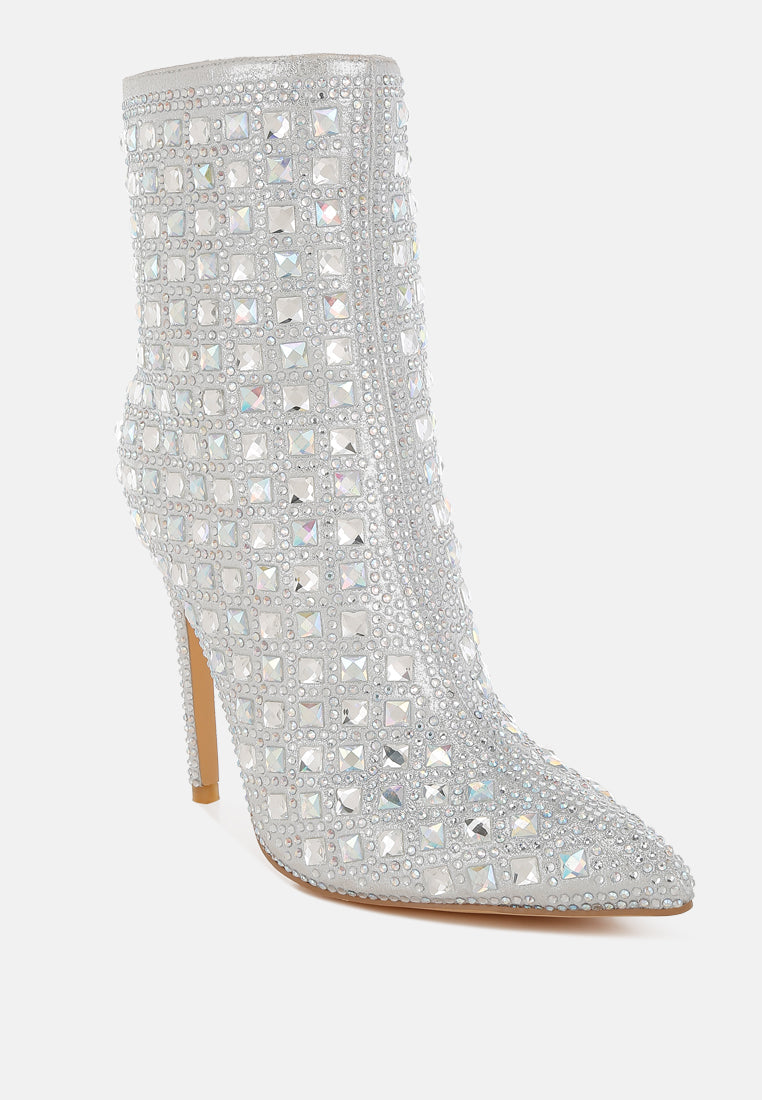 Frostin Pointed Toe Rhinestones Stiletto Boots London Rag