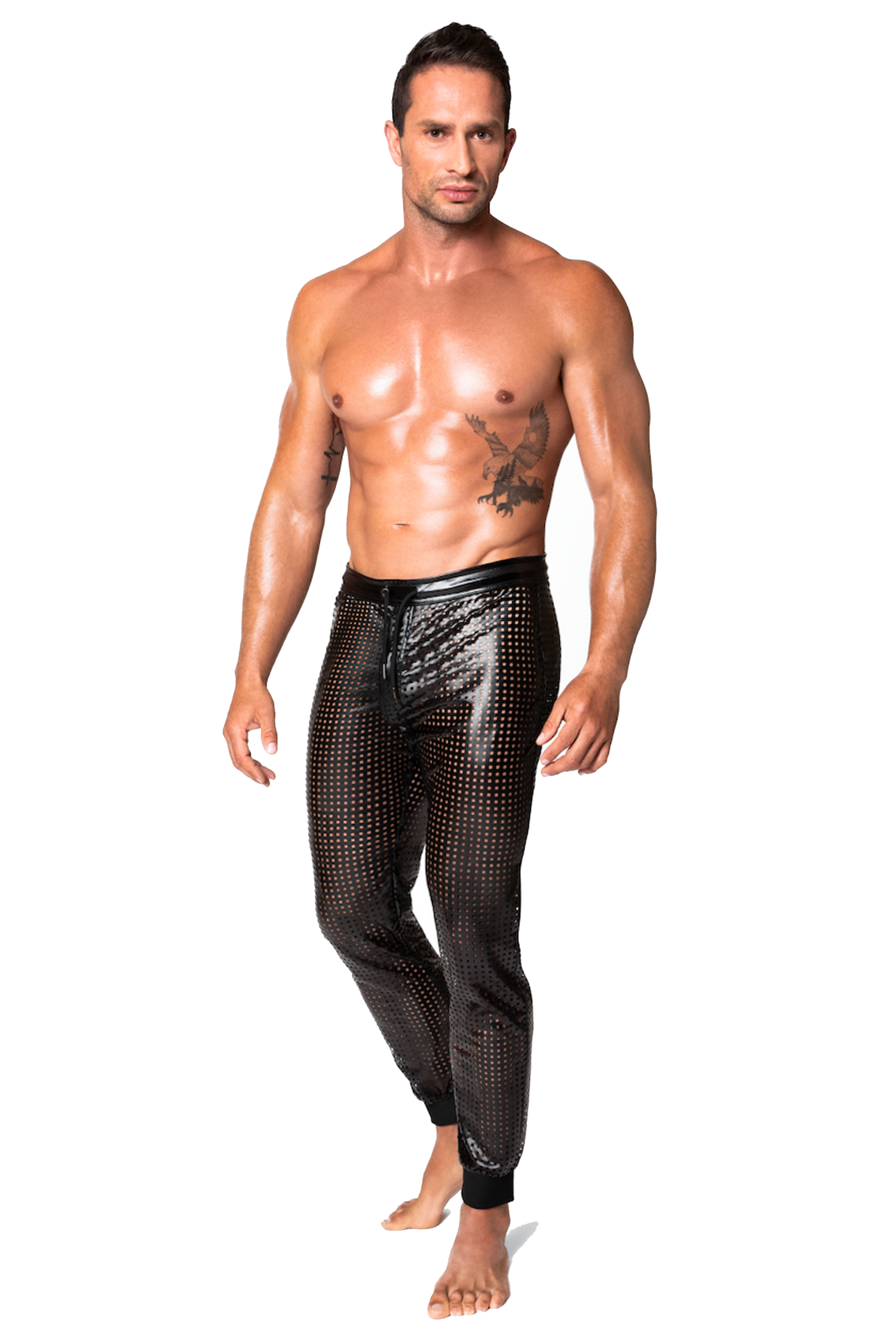long wetlook pants H078 - 3XL Noir Handmade Men