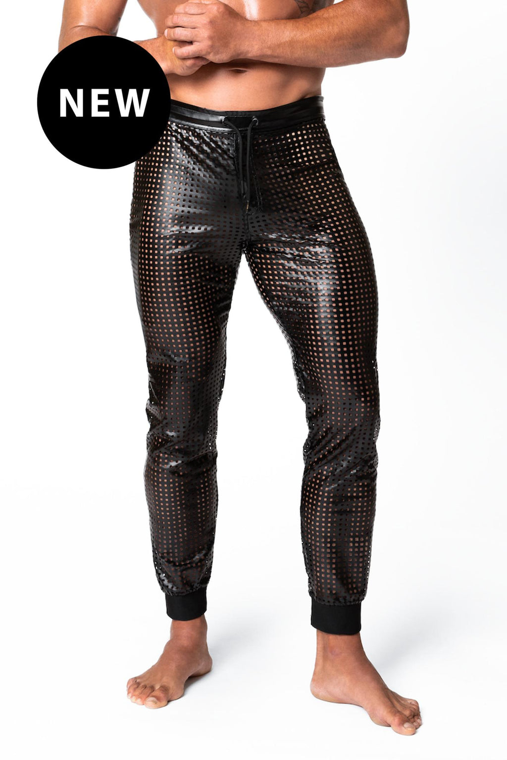 long wetlook pants H078 - 3XL Noir Handmade Men