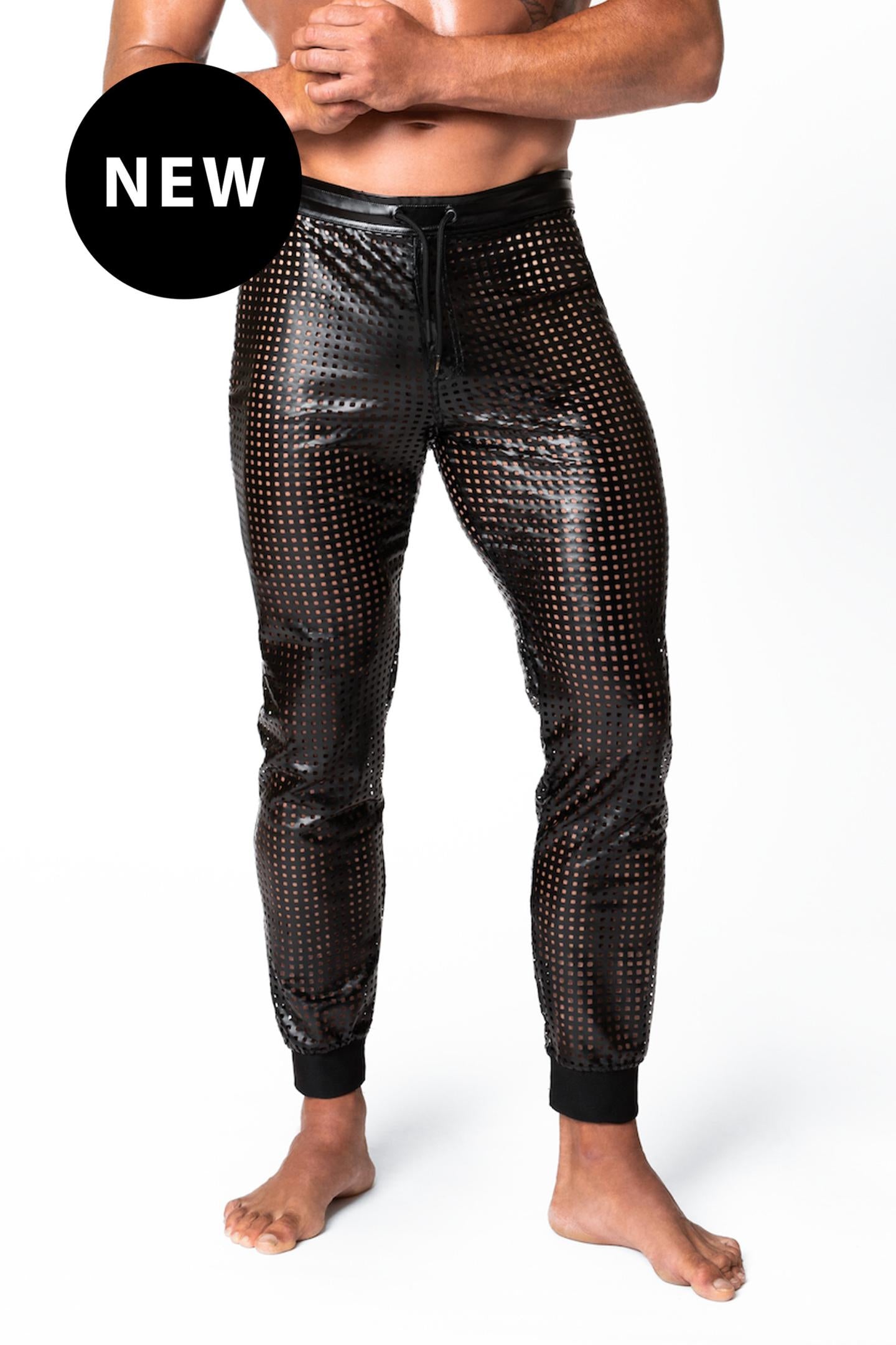 long wetlook pants H078 - 3XL Noir Handmade Men