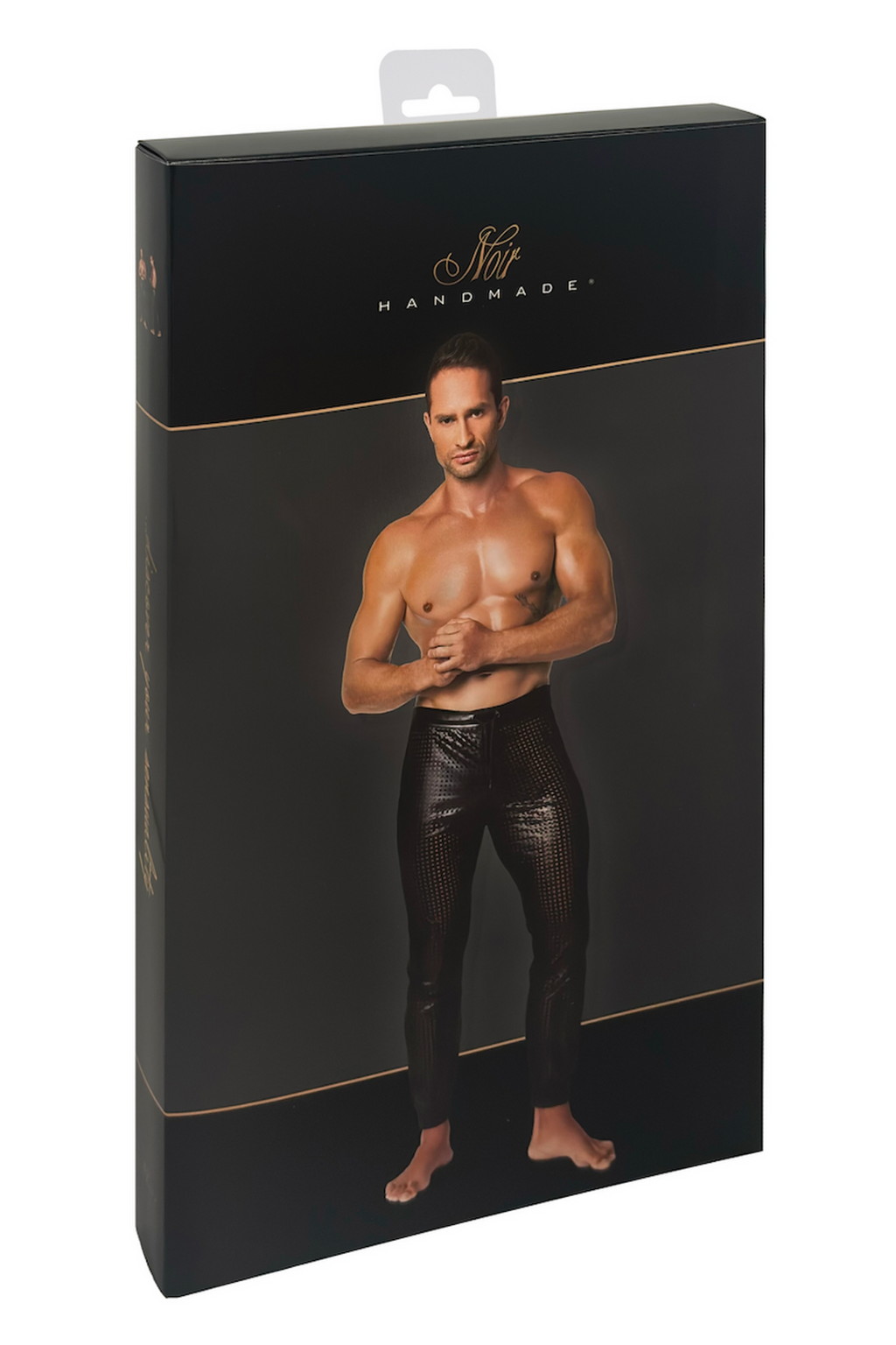long wetlook pants H078 - 3XL Noir Handmade Men