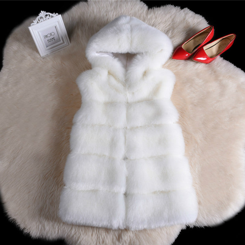 2022 Winter Sleeveless Artificial Fox Fur Coat Gilet Faux Fur Jacket Lavender Coco