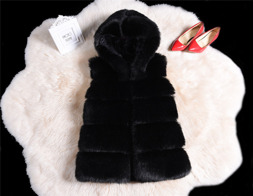 2022 Winter Sleeveless Artificial Fox Fur Coat Gilet Faux Fur Jacket Lavender Coco