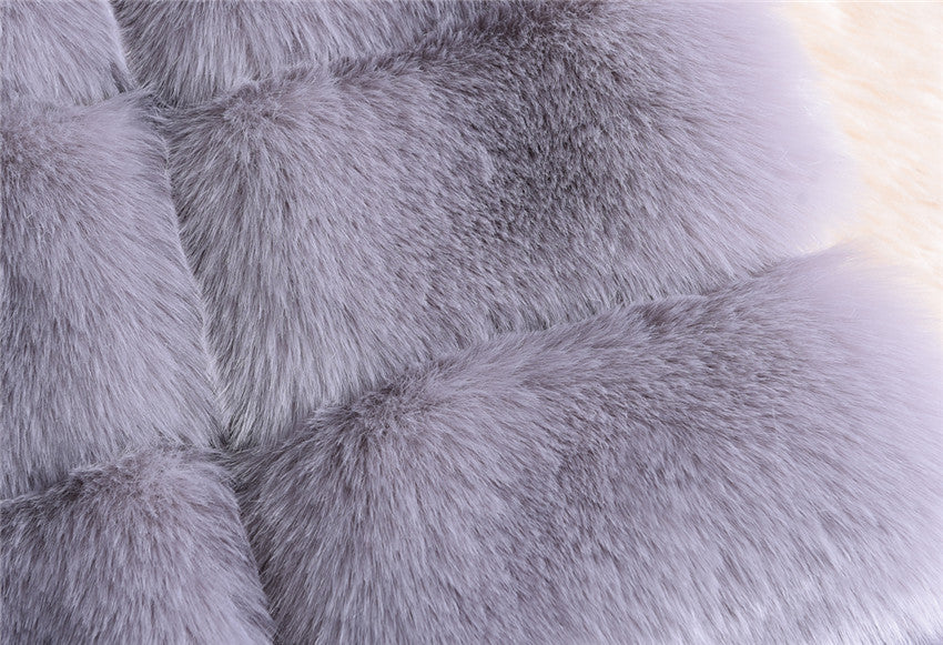 2022 Winter Sleeveless Artificial Fox Fur Coat Gilet Faux Fur Jacket Lavender Coco