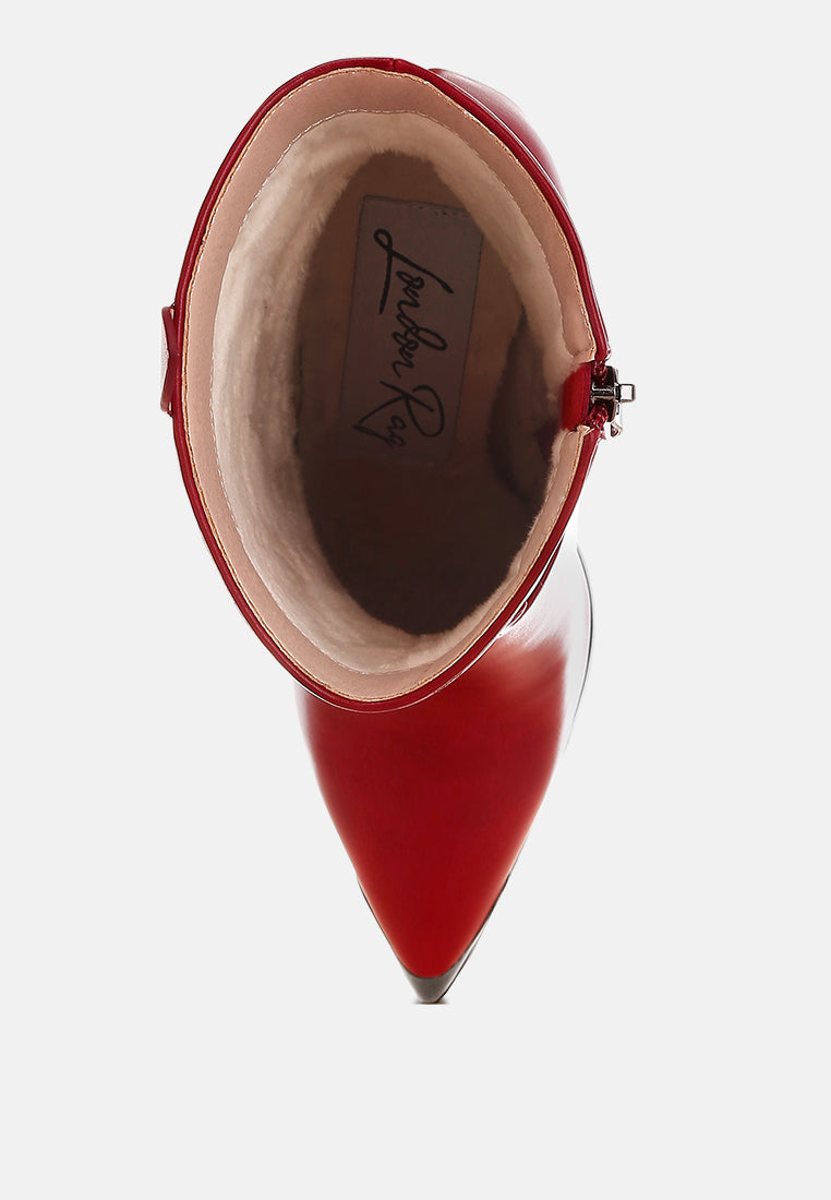 Hatter Pointed Toe Faux Leather Boots London Rag