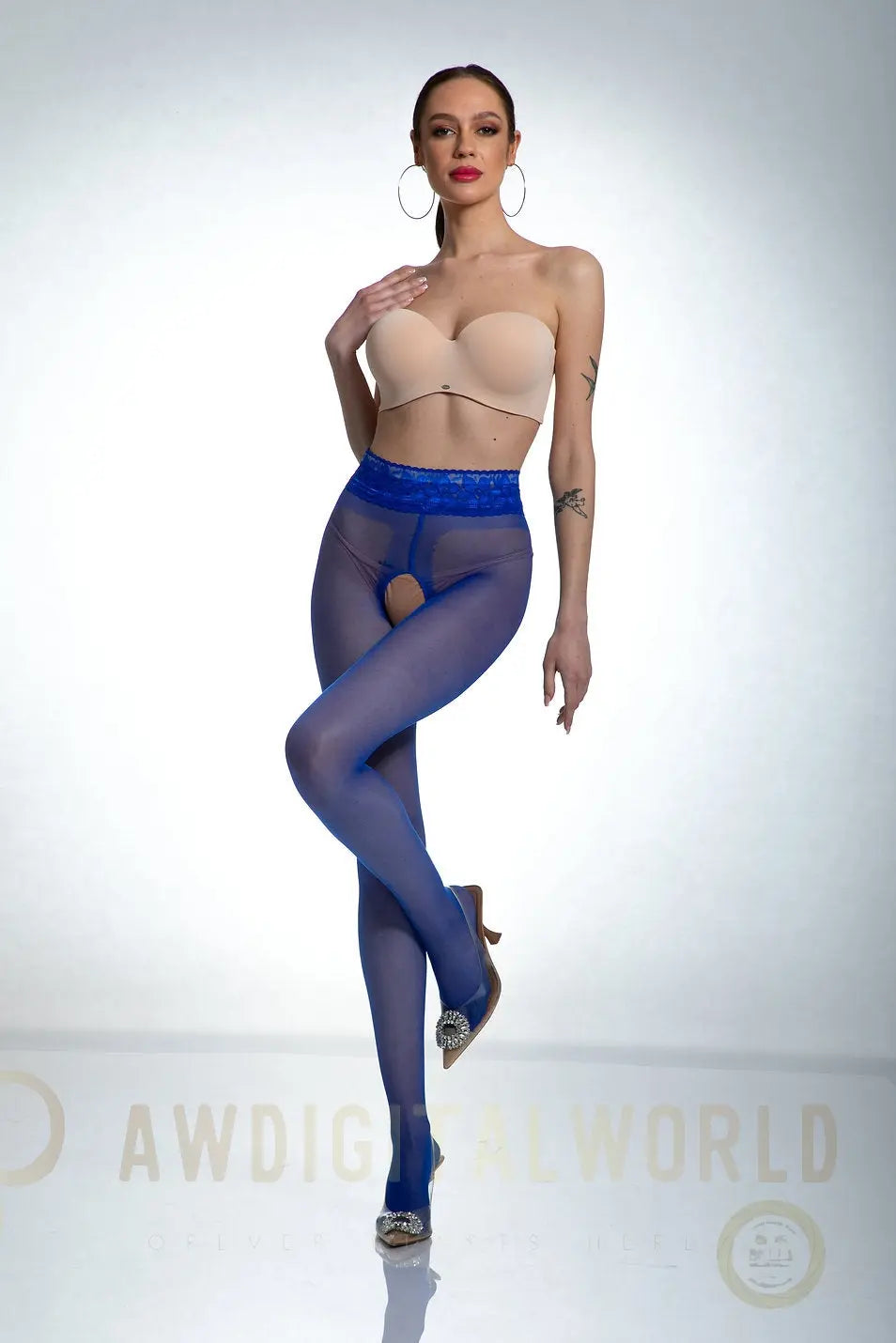 Open Crotch Pantyhose 20DEN Hip Gloss Very Peri-3