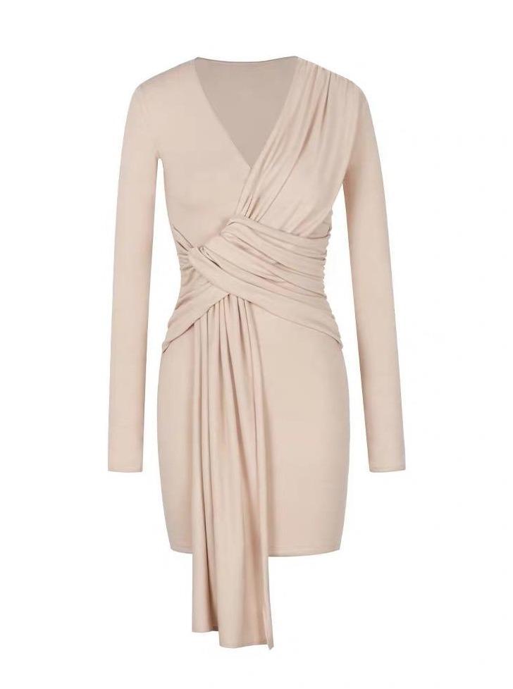 Elyse Long Sleeve Wrap Dress Azure Thanatos