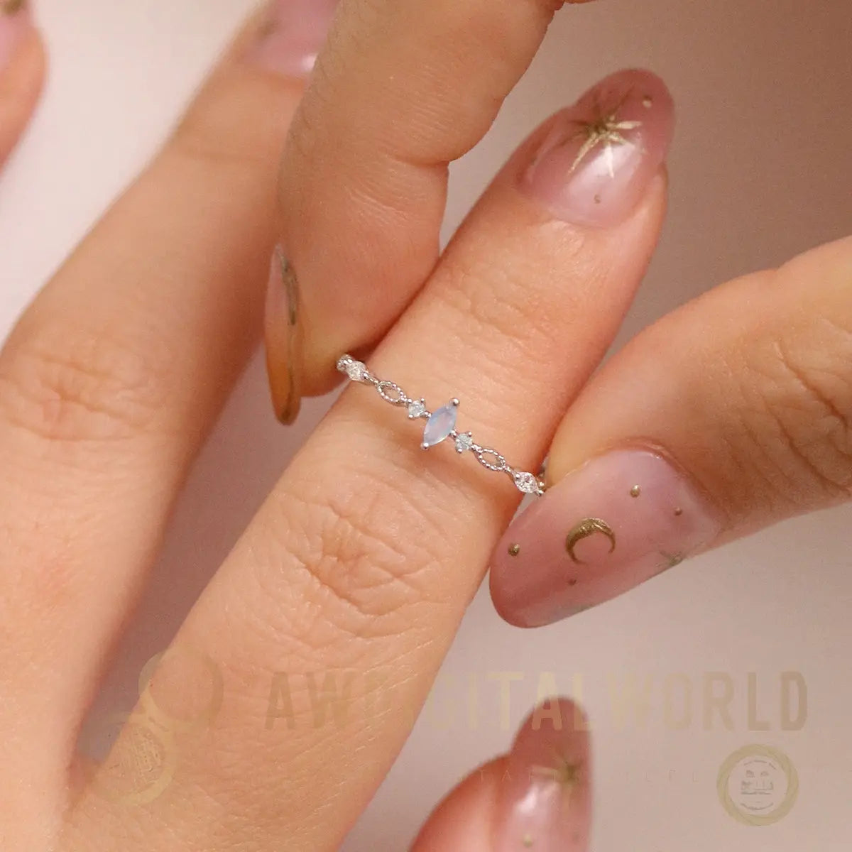 Moonstone Cubic Relay Ring Nabi London