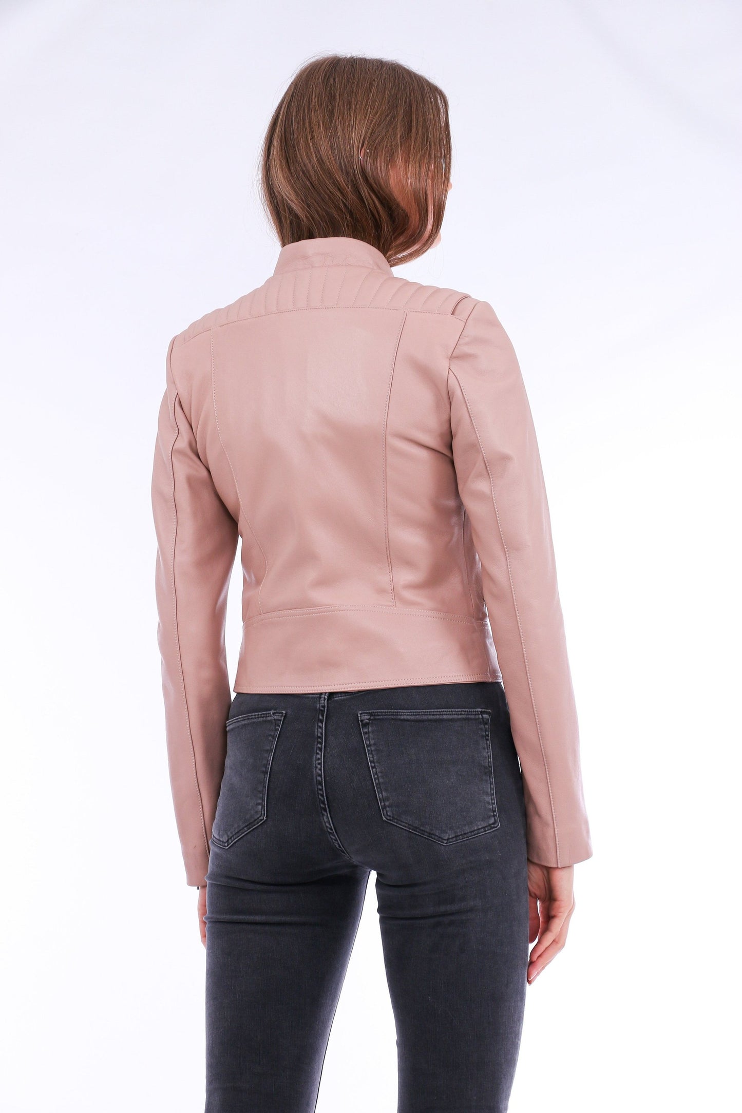 Rovigo Leather Biker Jacket - Pink Sangria Iapetus