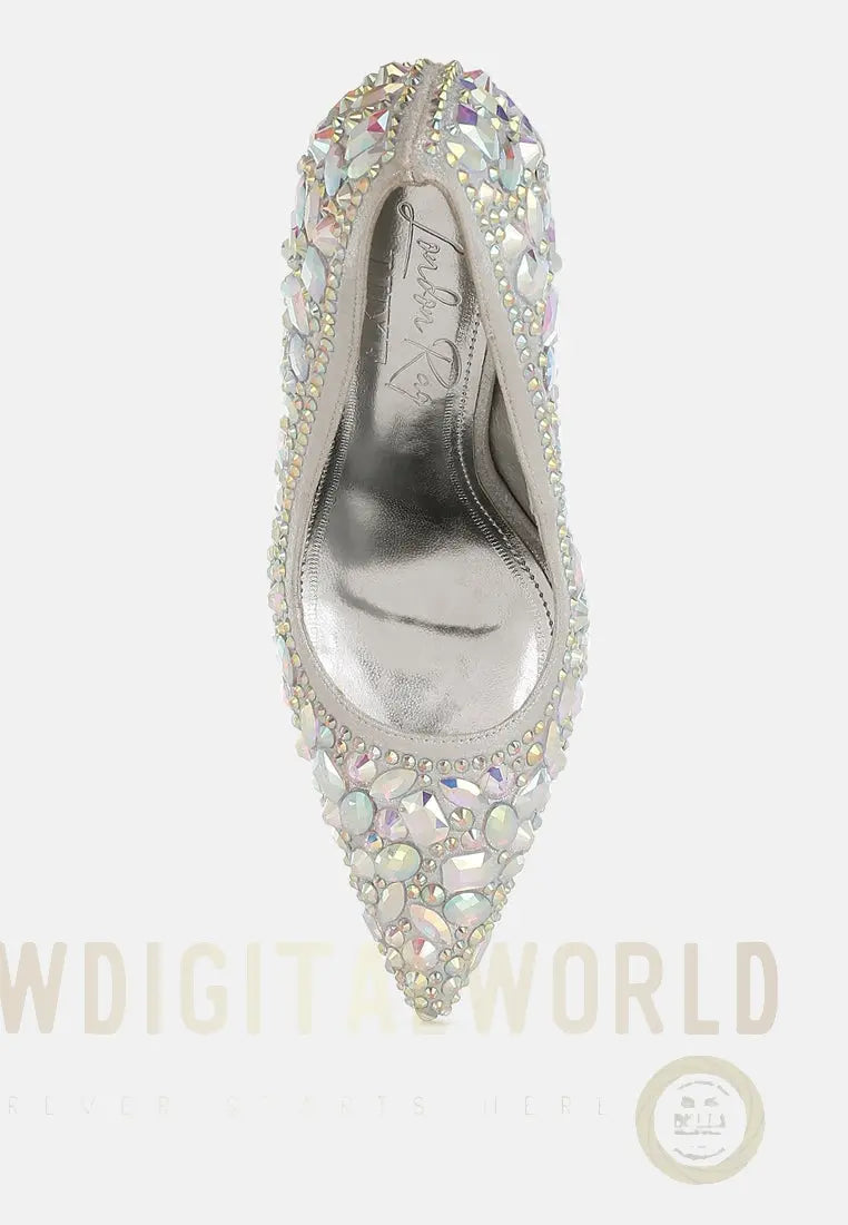 Iceout Diamante & Rhinestone Embellishments Pumps London Rag