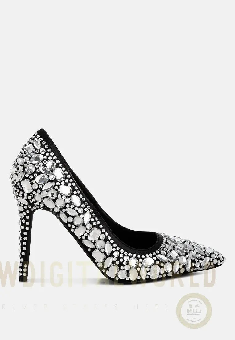 Iceout Diamante & Rhinestone Embellishments Pumps London Rag