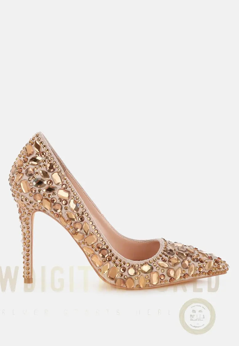 Iceout Diamante & Rhinestone Embellishments Pumps London Rag