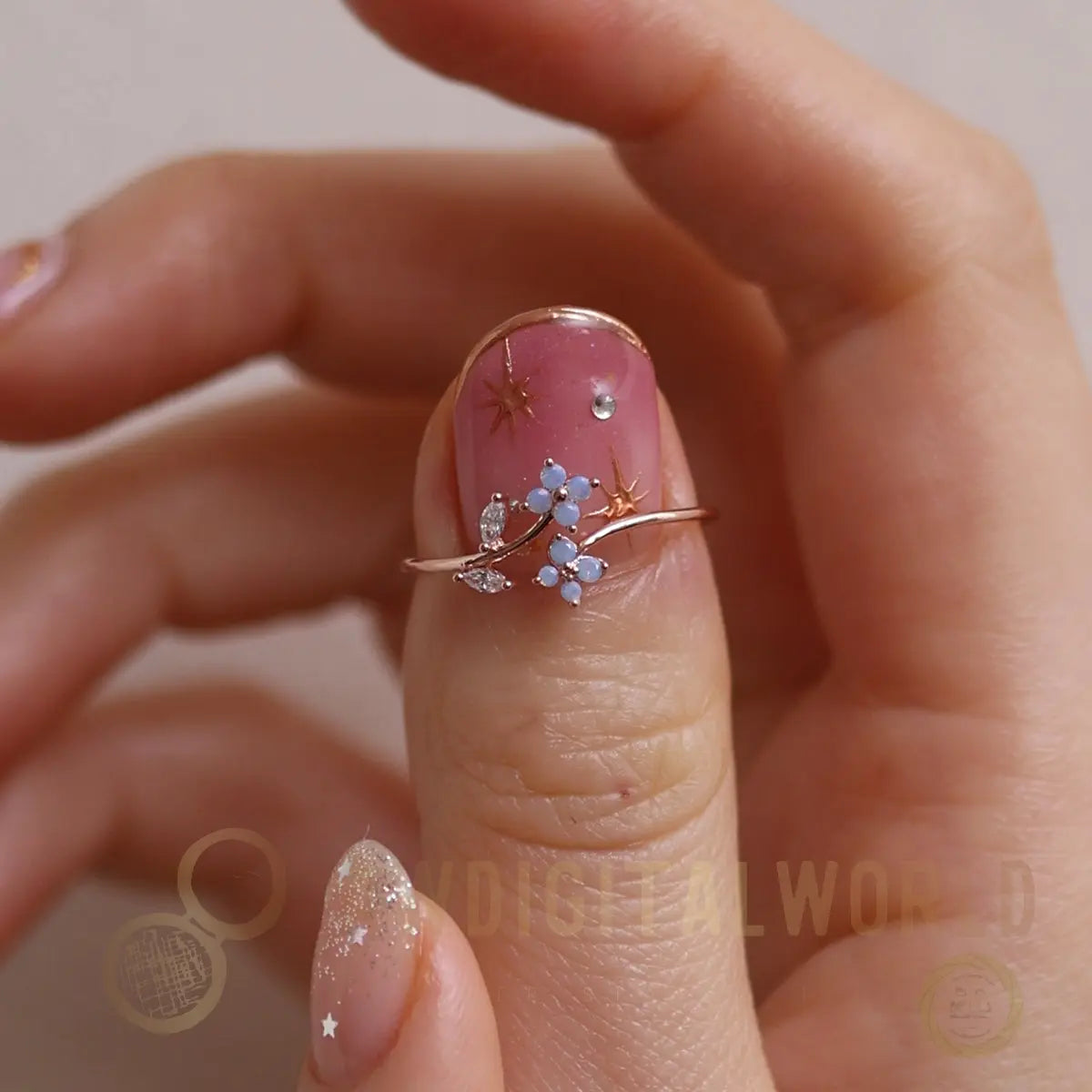 Moonstone flower branch ring Nabi London