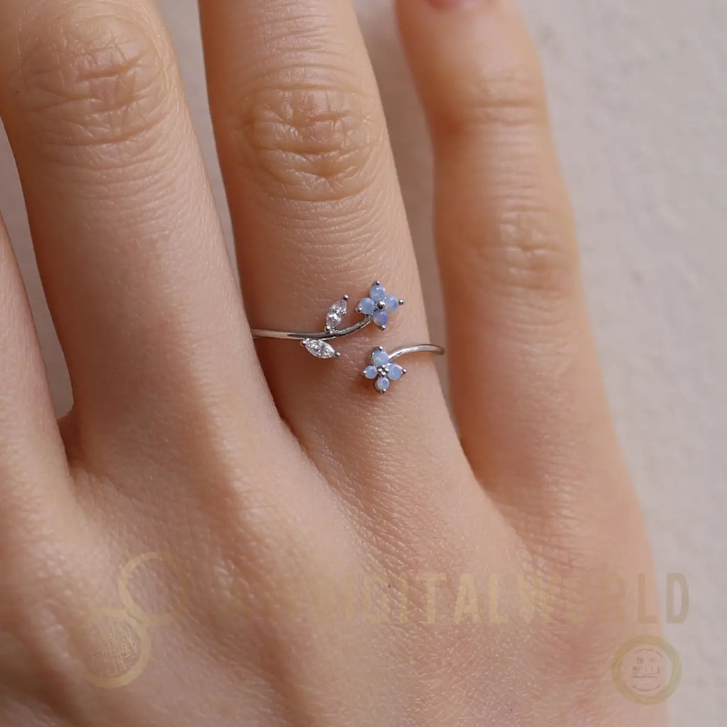 Moonstone flower branch ring Nabi London