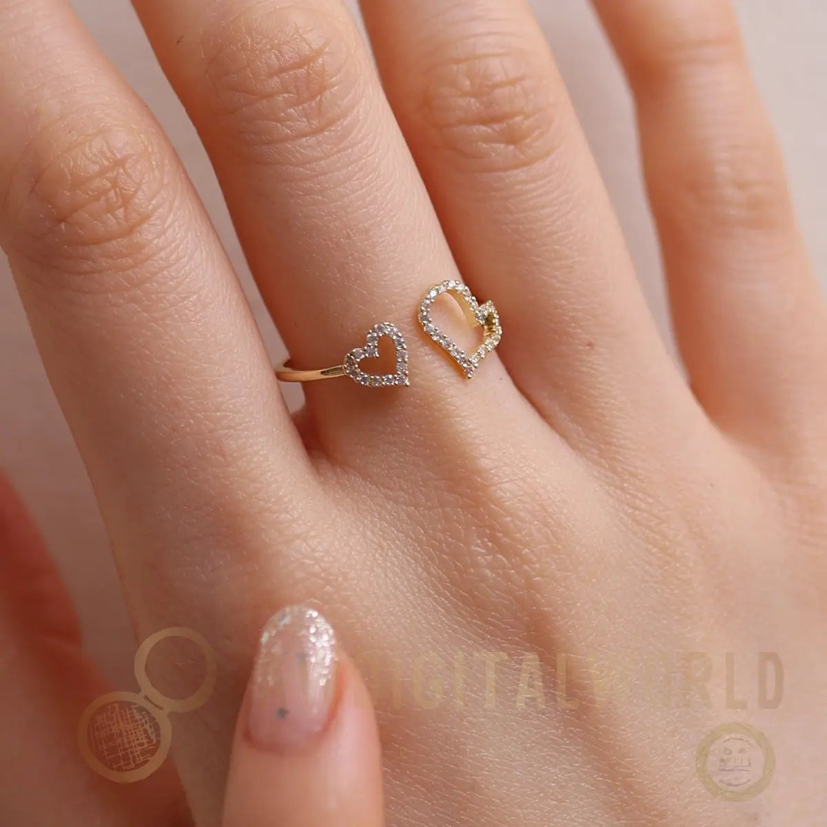 Double hearts ring Nabi London