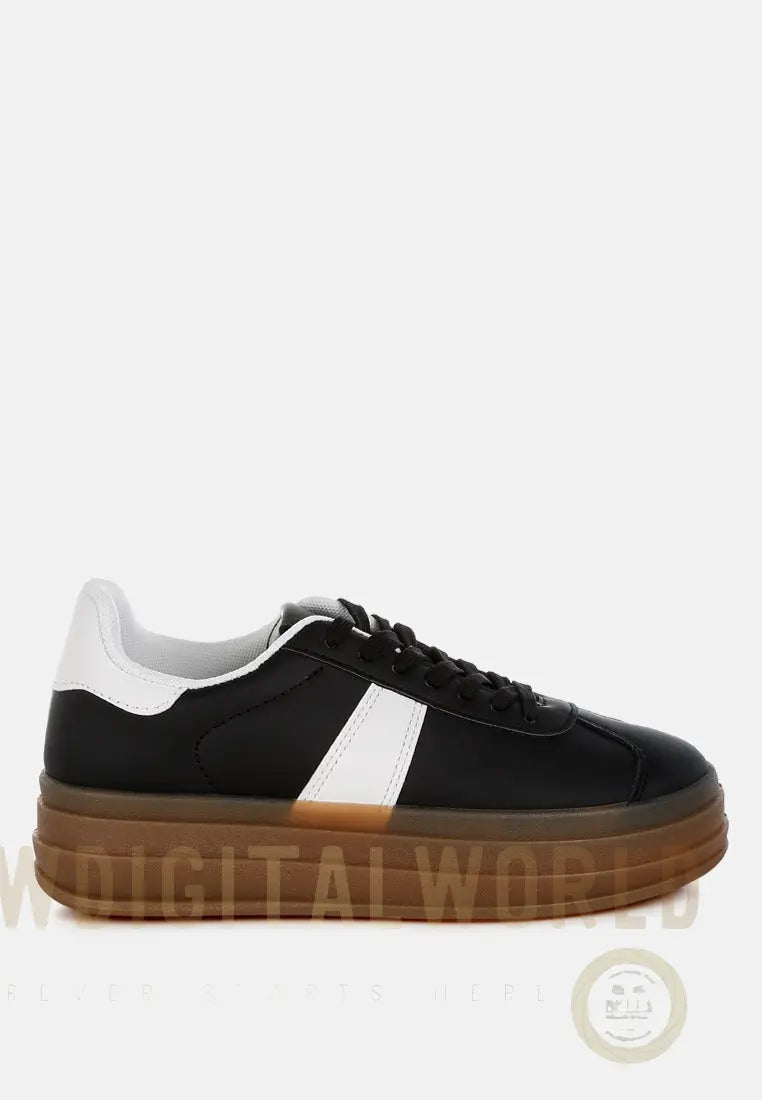 Knockout Faux Leather Lace-Up Sneakers London Rag