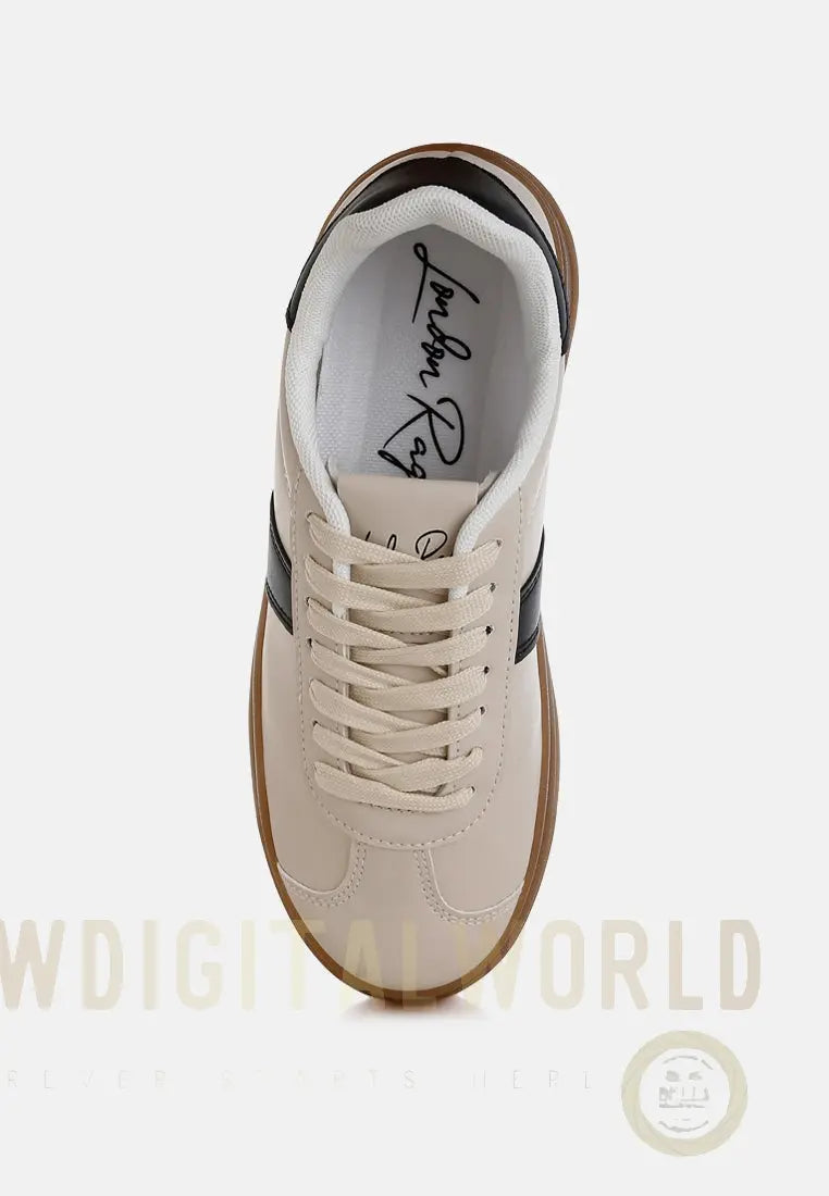 Knockout Faux Leather Lace-Up Sneakers London Rag