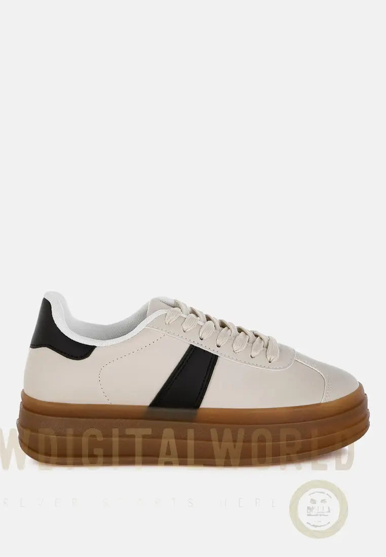 Knockout Faux Leather Lace-Up Sneakers London Rag