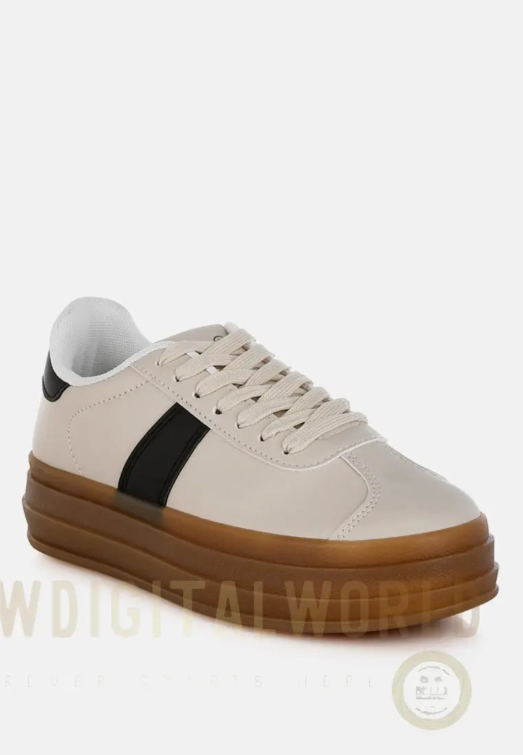 Knockout Faux Leather Lace-Up Sneakers London Rag