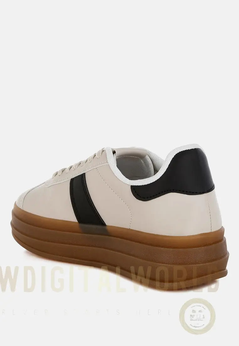 Knockout Faux Leather Lace-Up Sneakers London Rag