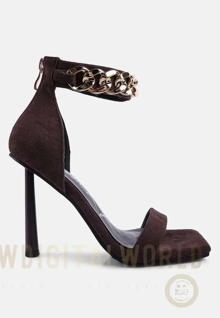 Last Sip Micro Suede High Heel Sandals London Rag