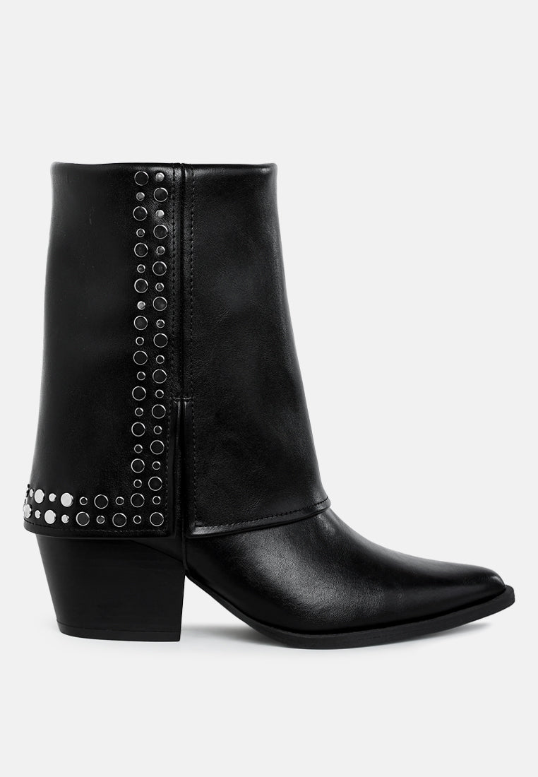 Mariachi Stud Embellished Foldover Boots-0