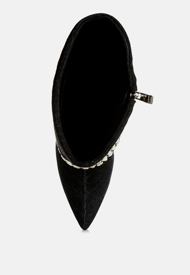 Mike Drop Diamante & Rhinestones Denim Boots London Rag