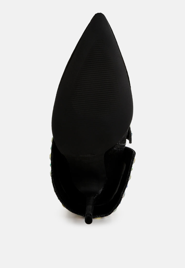 Mike Drop Diamante & Rhinestones Denim Boots London Rag