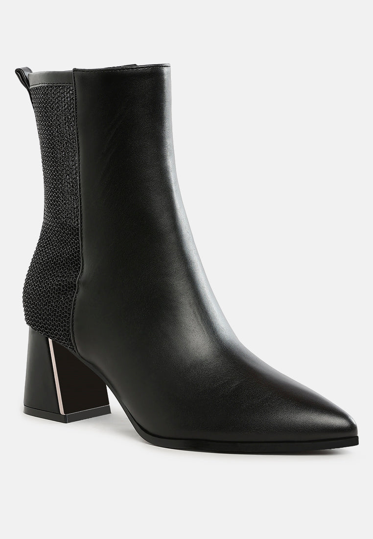 Mimosa Mesh Detail Pointy Ankle Boots-3